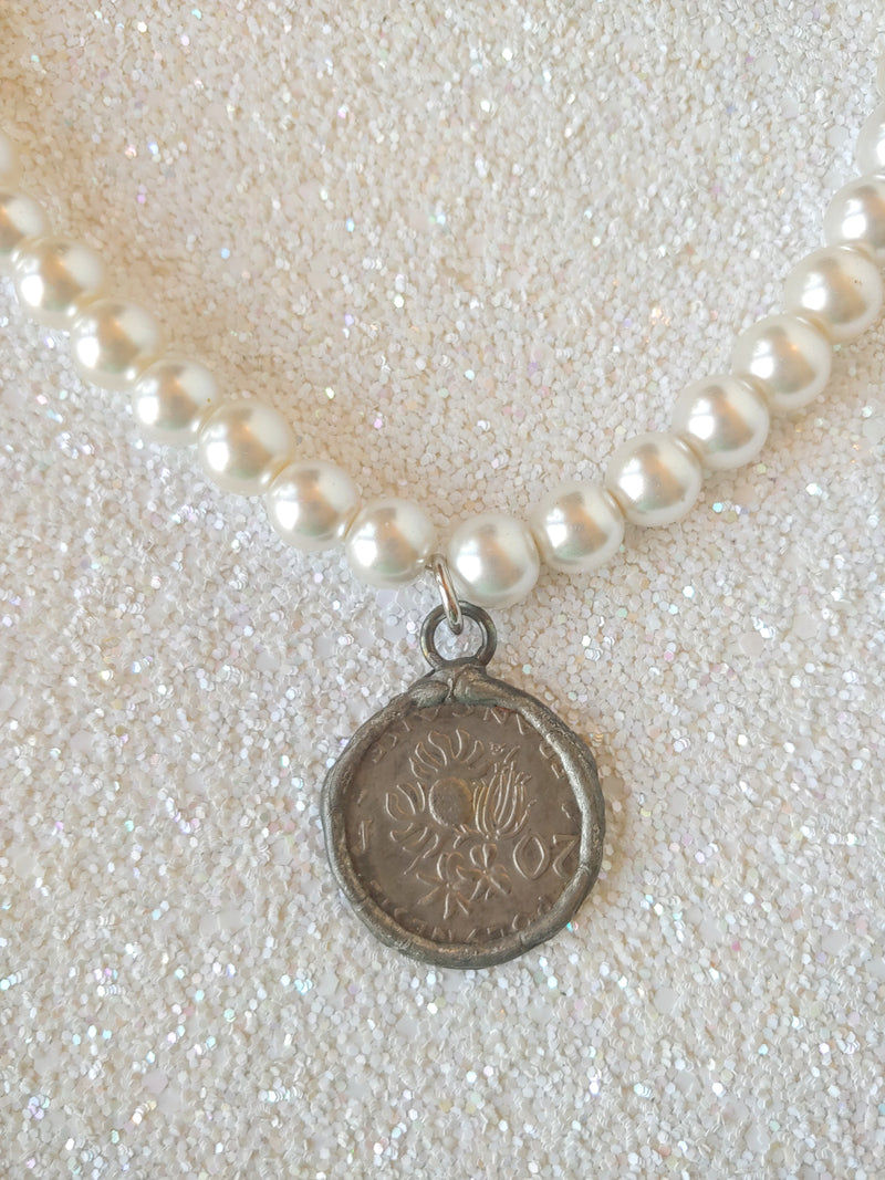 Custom Designed Pearl & Coin Necklace