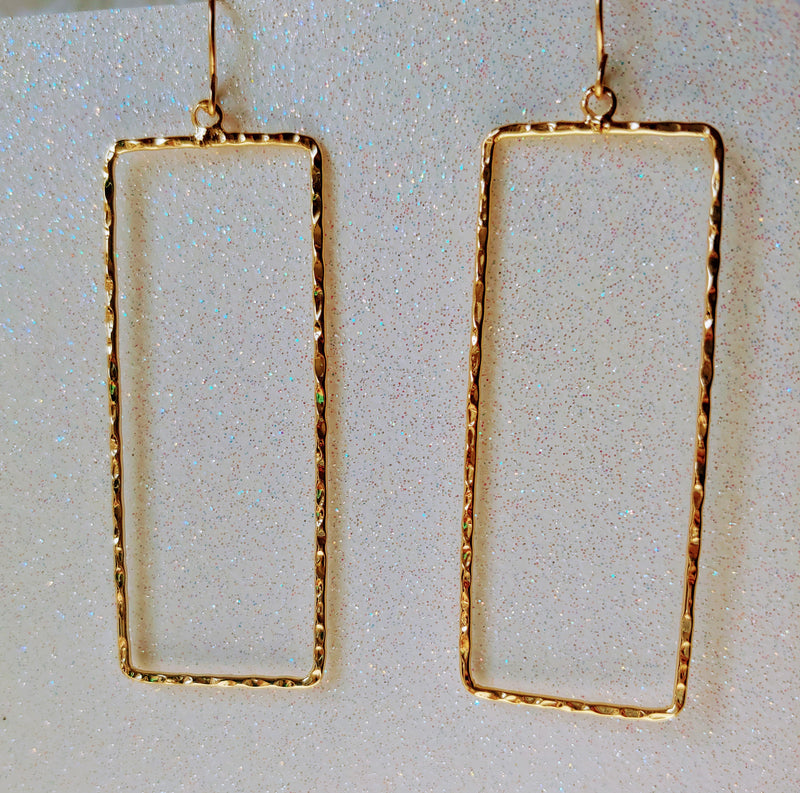 Gold Rectangle Earrings