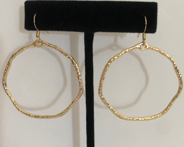 Hammered Gold Hoop Earrings