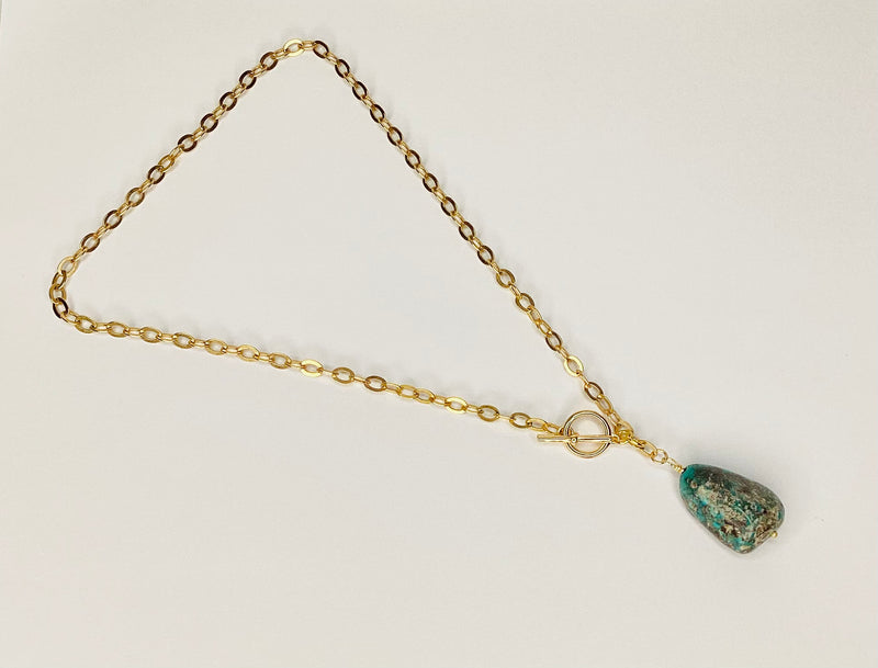 Authentic Turquoise w/14k gold chain necklace