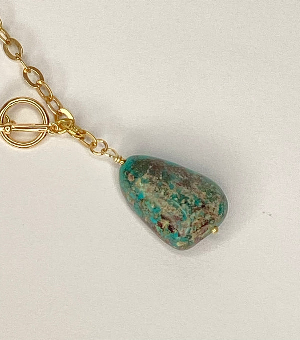 Authentic Turquoise w/14k gold chain necklace