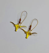 2 3/4 inch Gold Longhorn Earrings  "HOOKEM"