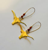 2 3/4 inch Gold Longhorn Earrings  "HOOKEM"