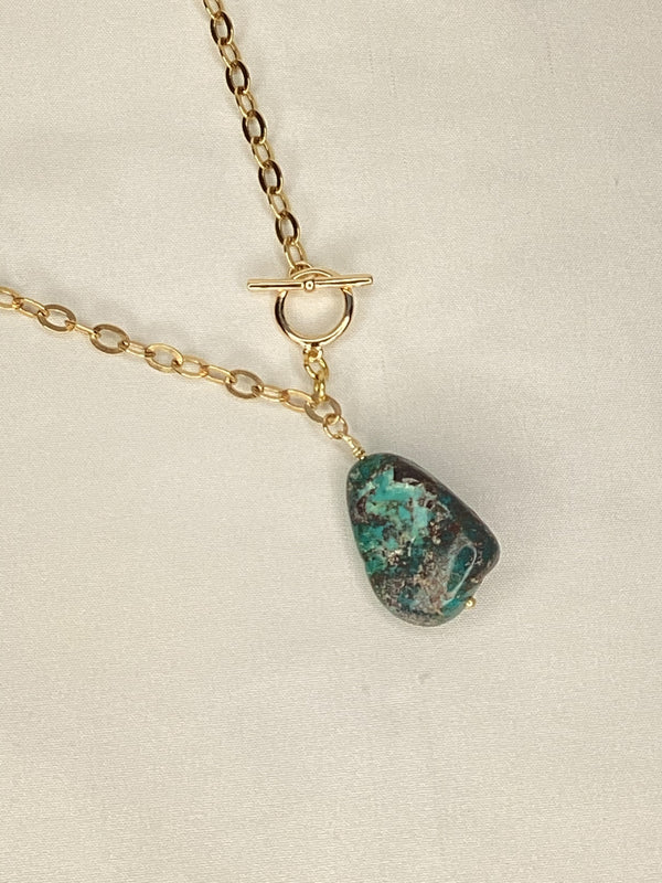 Authentic Turquoise w/14k gold chain necklace