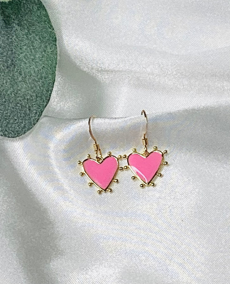 14k Gold & Hot Pink Earrings