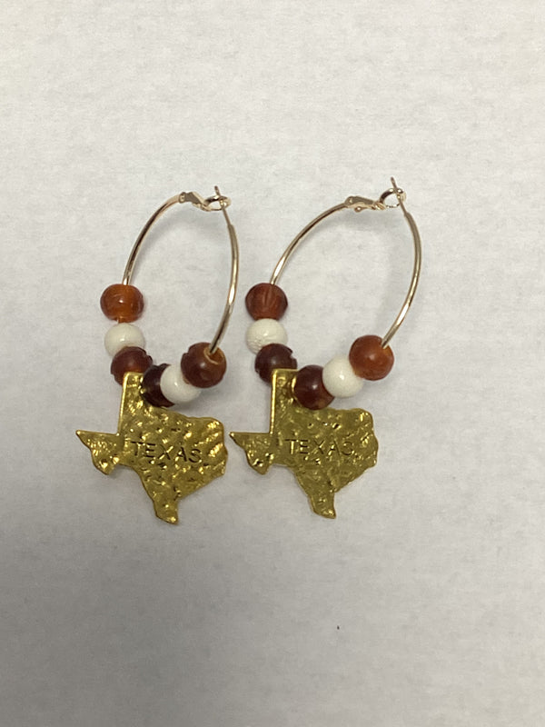 Texas beaded hoop earrings