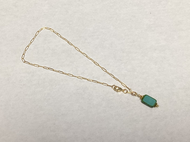 Turquoise & 14K gold anklet