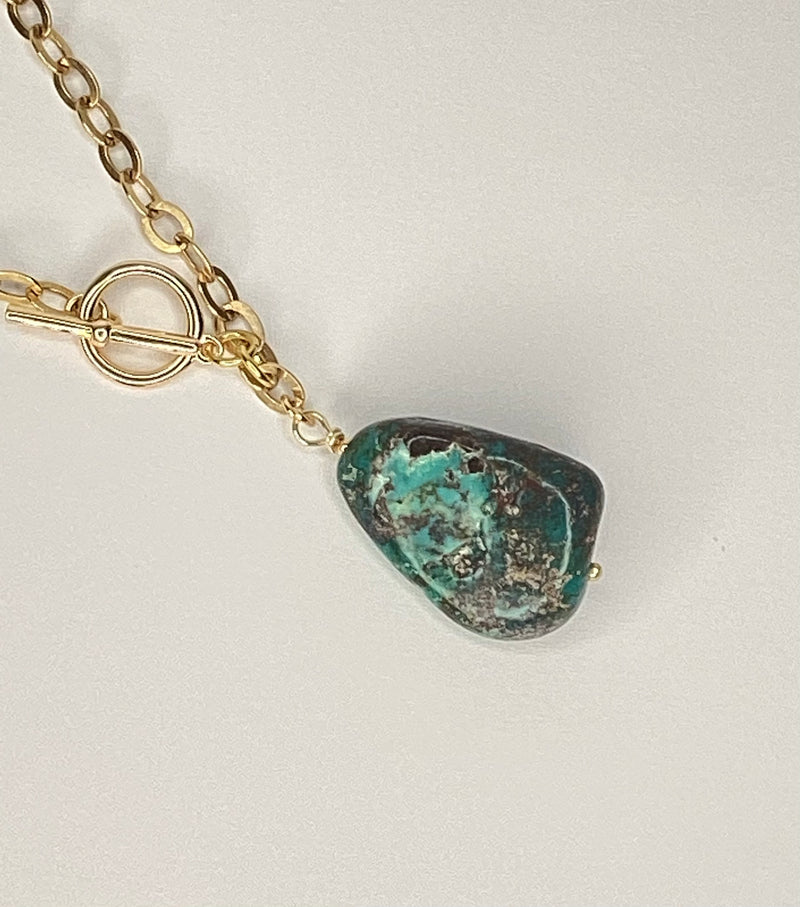 Authentic Turquoise w/14k gold chain necklace